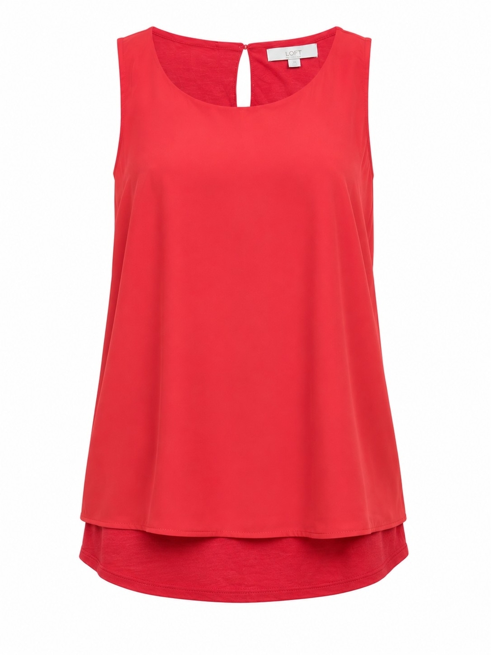LOFT | Mixed Media Layered Tank Top Tomato Red Keyhole Sleeveless | XL